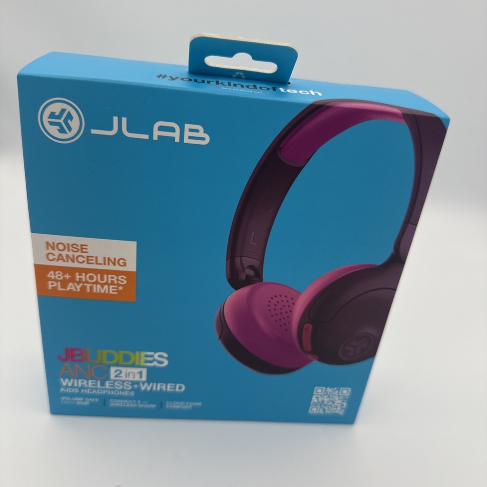 JLab JBuddies Bluetooth Wireless ANC Kids' Headphones - Purple/Pink: Over-Ear